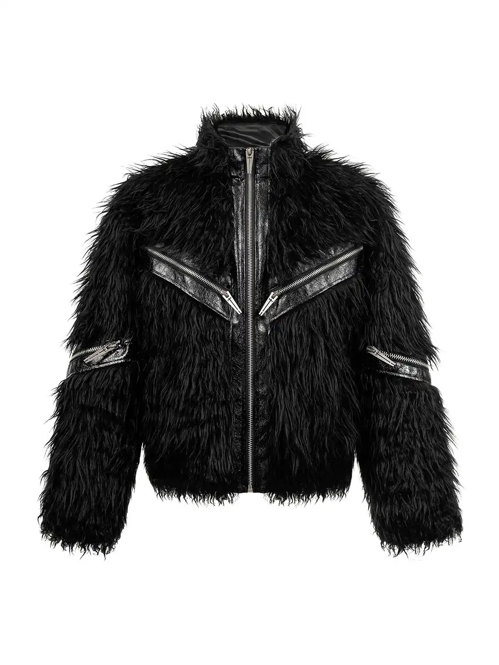 REBEL WAVE | Faux Fur & Leather Zip Jacket