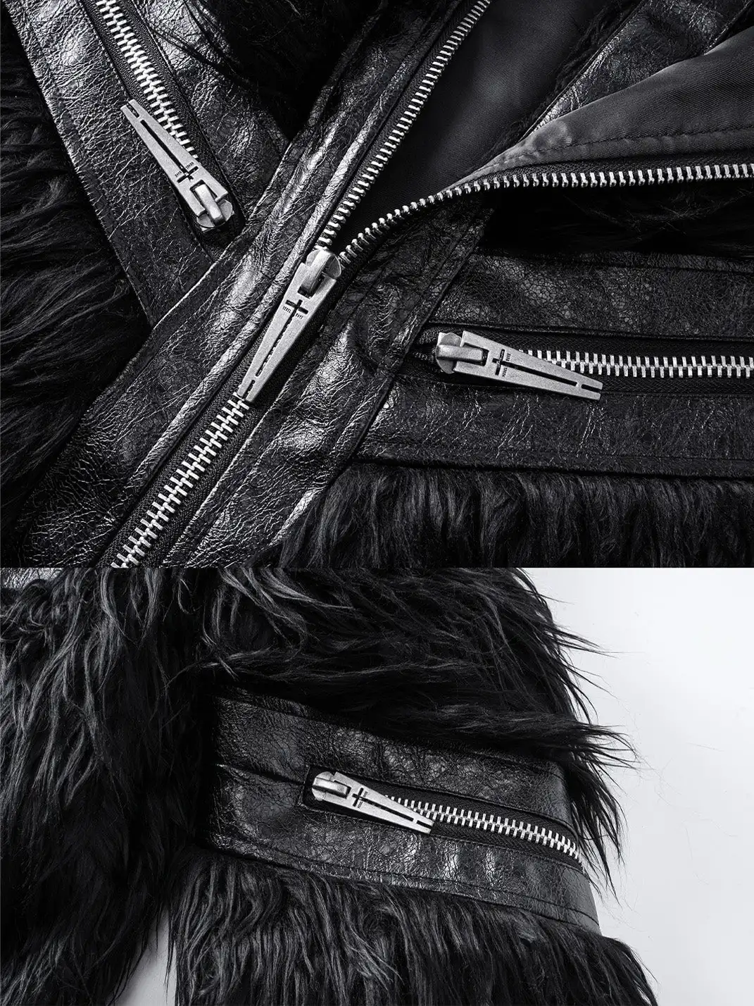 REBEL WAVE | Faux Fur & Leather Zip Jacket