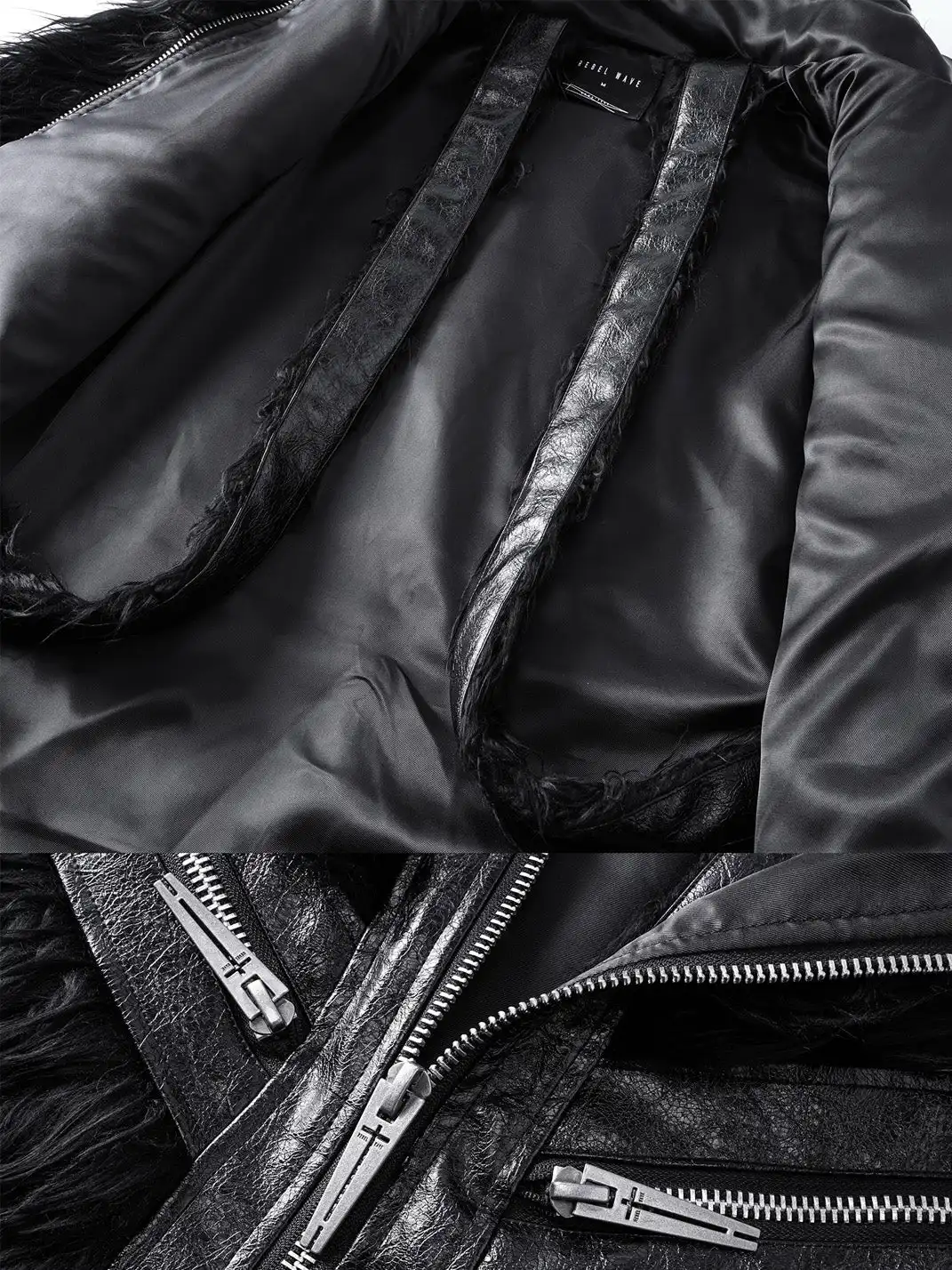 REBEL WAVE | Faux Fur & Leather Zip Jacket