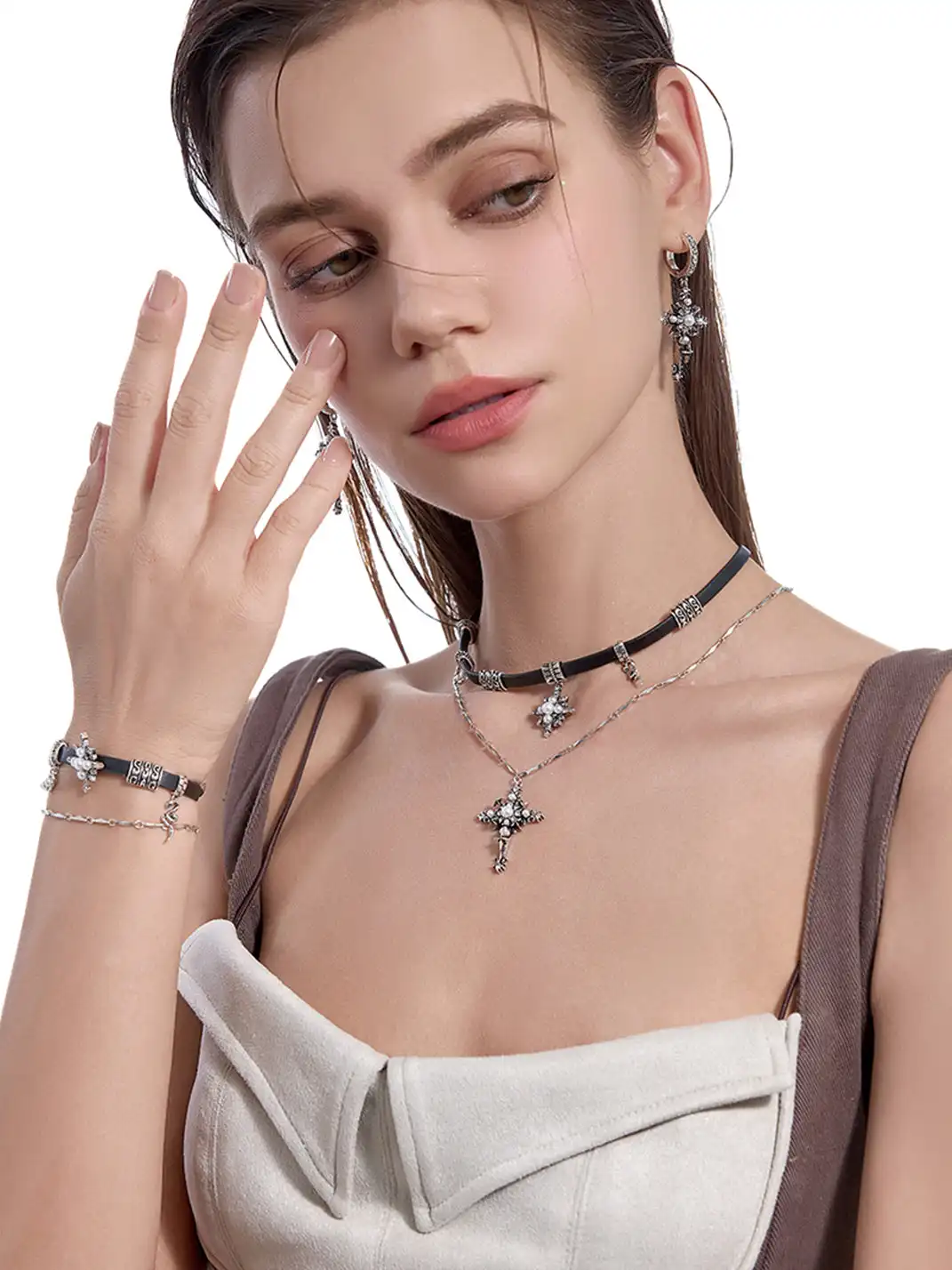 MASW | Retro Sweet-Cool Star Cross Necklace