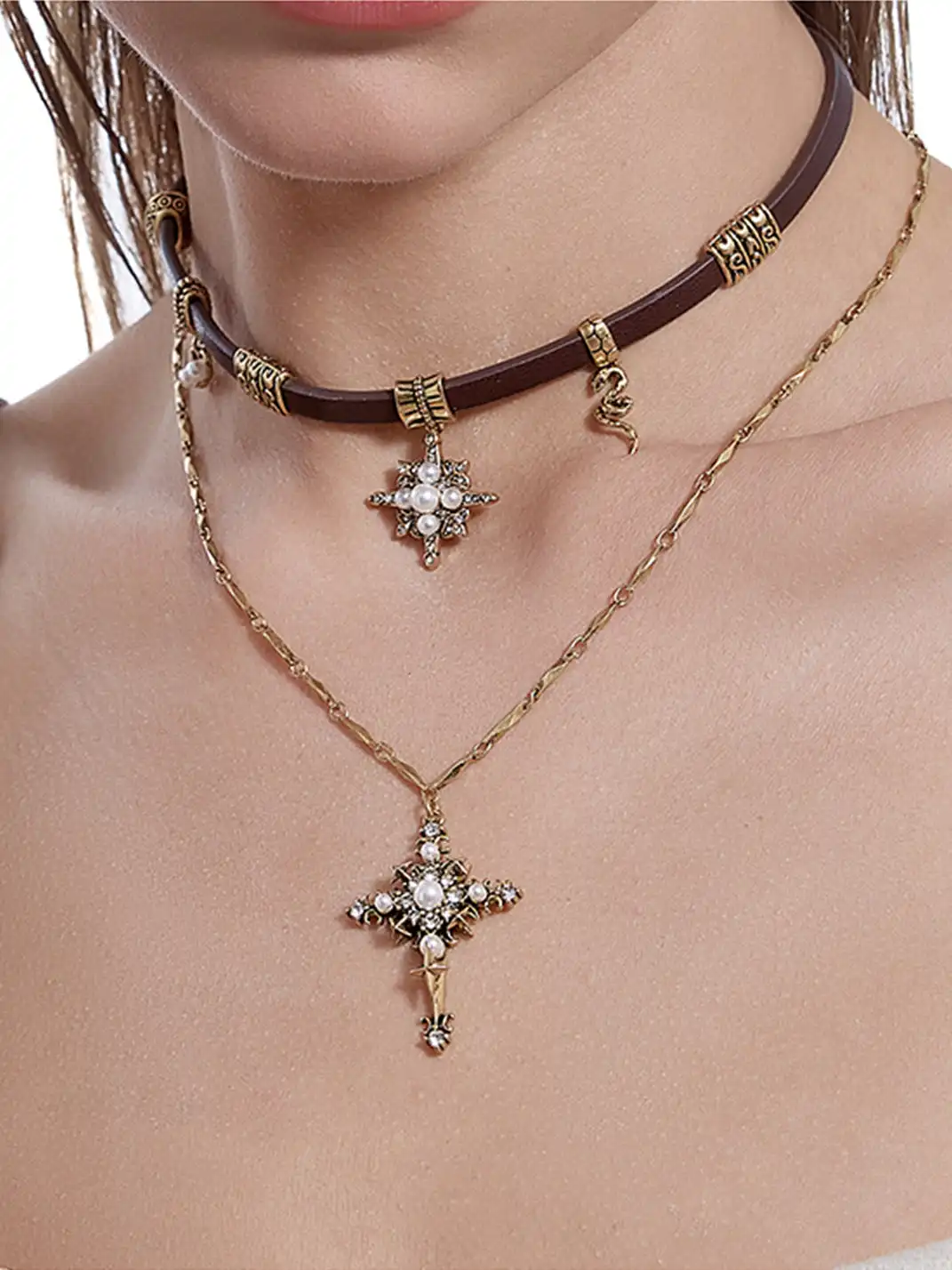 MASW | Retro Sweet-Cool Star Cross Necklace