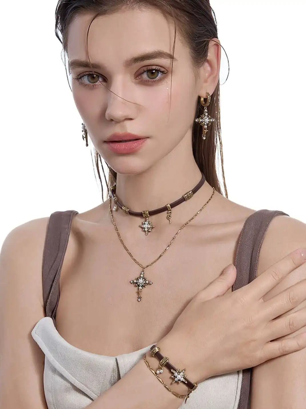 MASW | Retro Sweet-Cool Star Cross Necklace