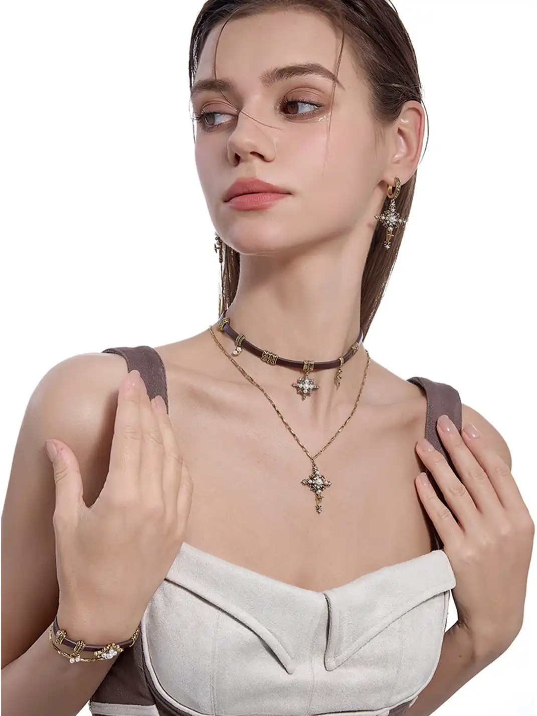MASW | Retro Sweet-Cool Star Cross Necklace