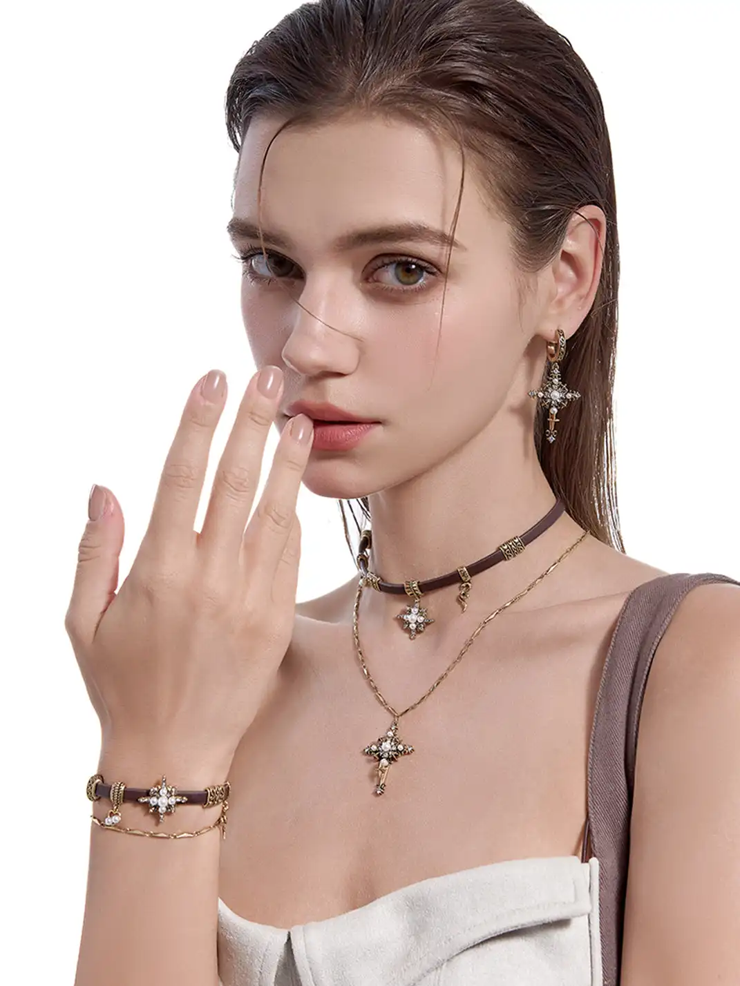 MASW | Retro Sweet-Cool Star Cross Necklace