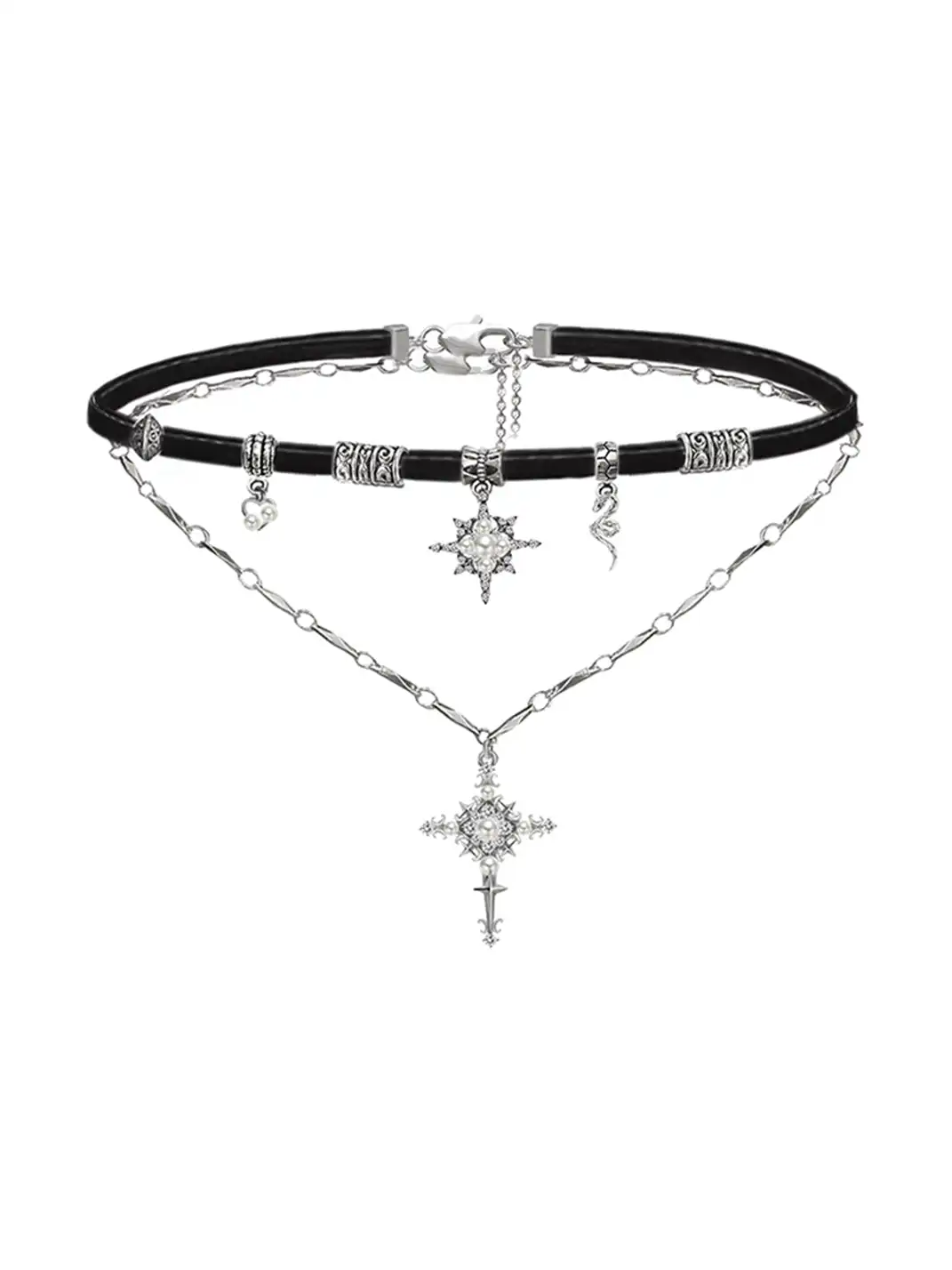 MASW | Retro Sweet-Cool Star Cross Necklace