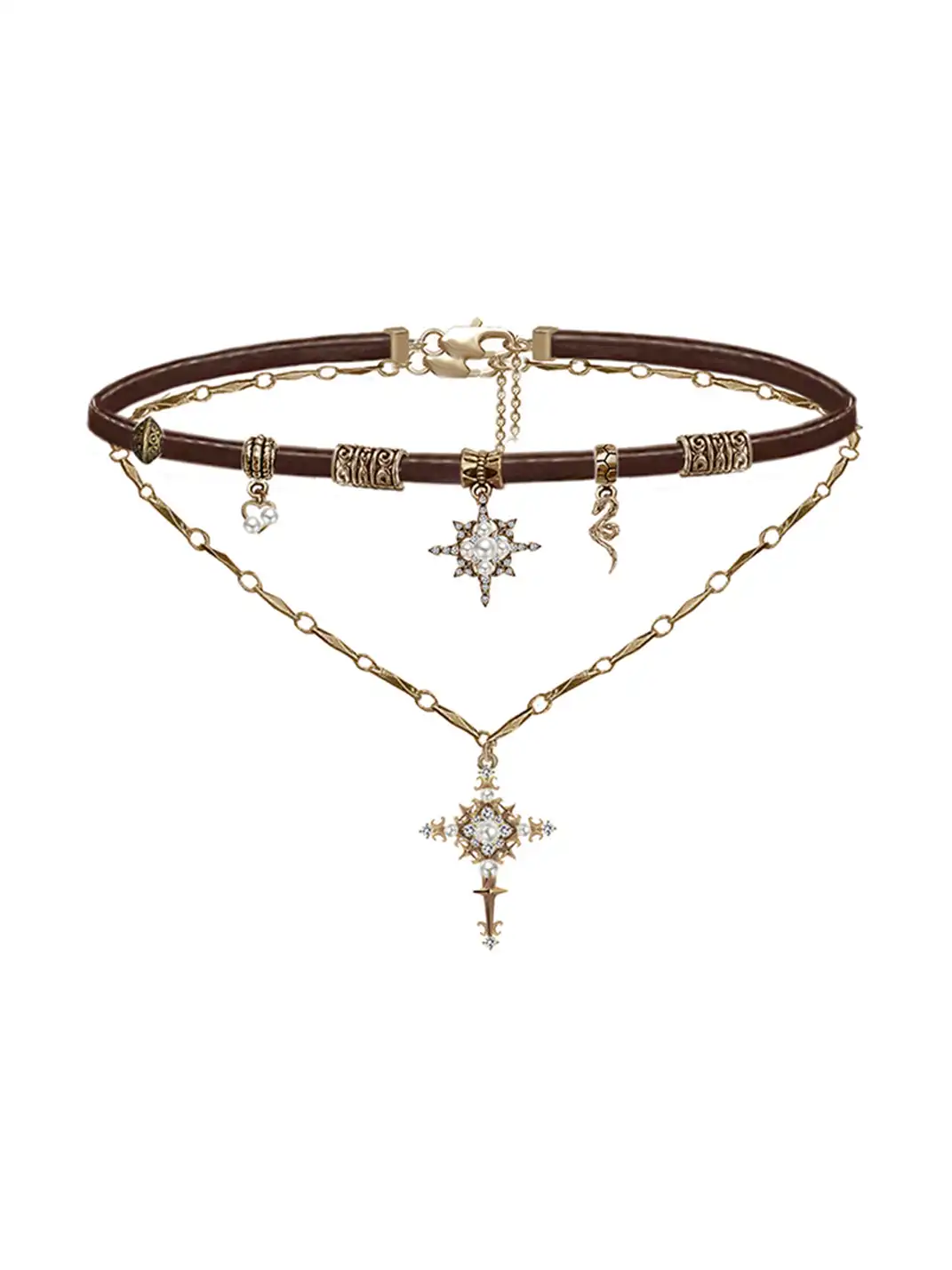 MASW | Retro Sweet-Cool Star Cross Necklace