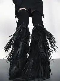 SS2L | Leather Fringe Flared Leg Warmers