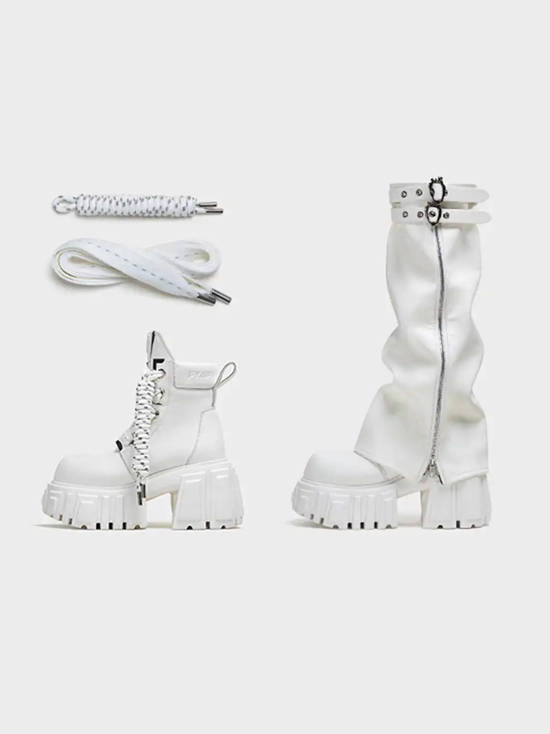 FYSPR丨“A Night Out" Platform Boots With Removable Shaft - White