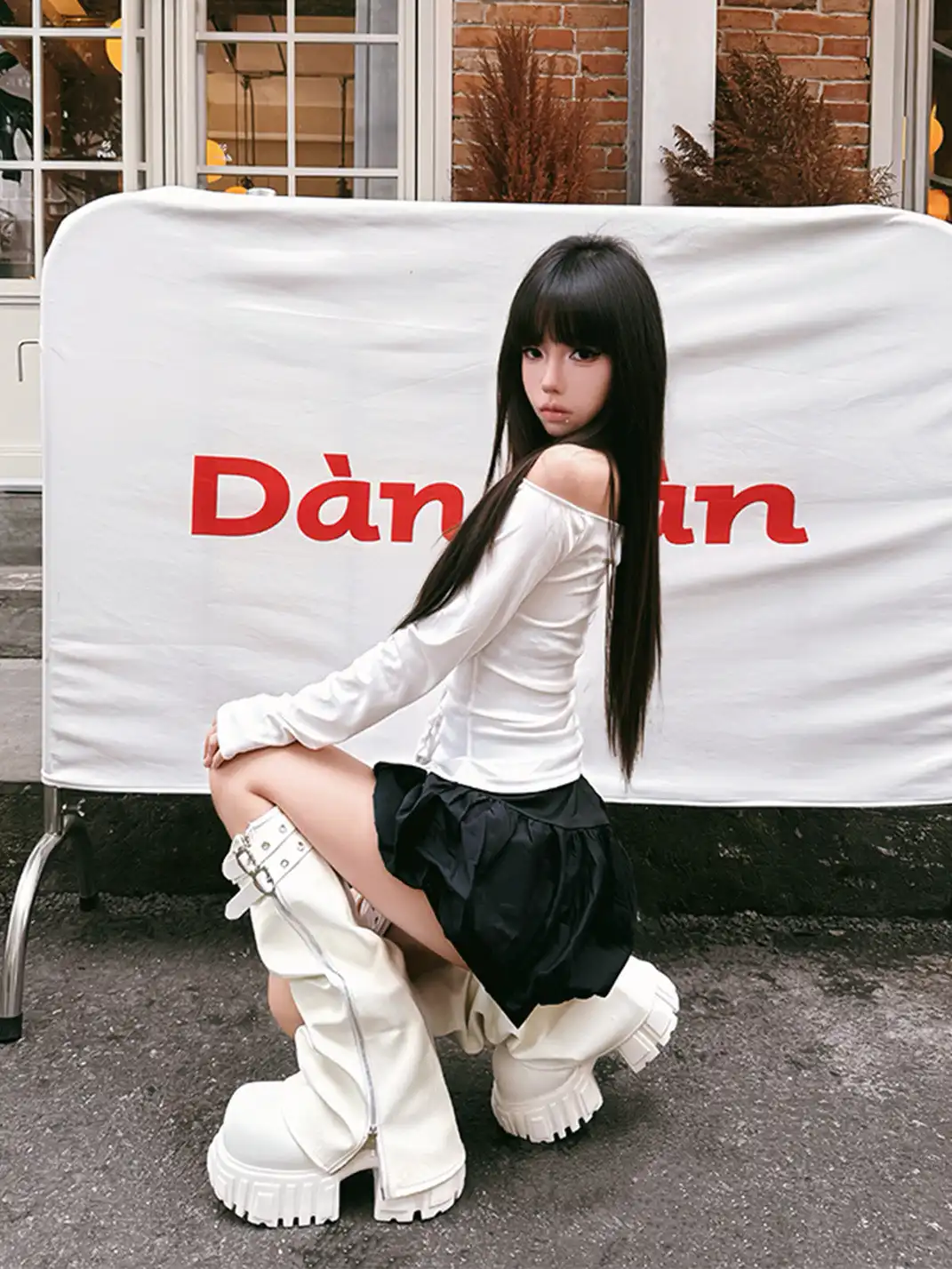 FYSPR丨“A Night Out" Platform Boots With Removable Shaft - White