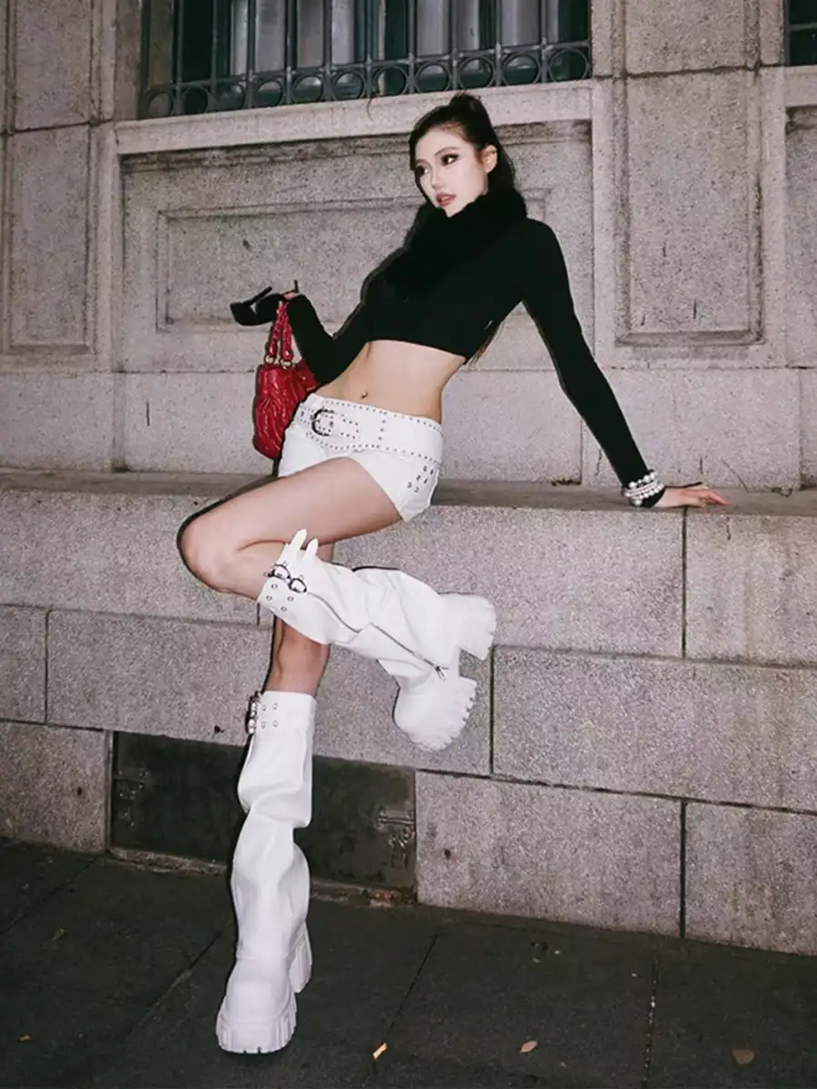 FYSPR丨“A Night Out" Platform Boots With Removable Shaft - White - 2