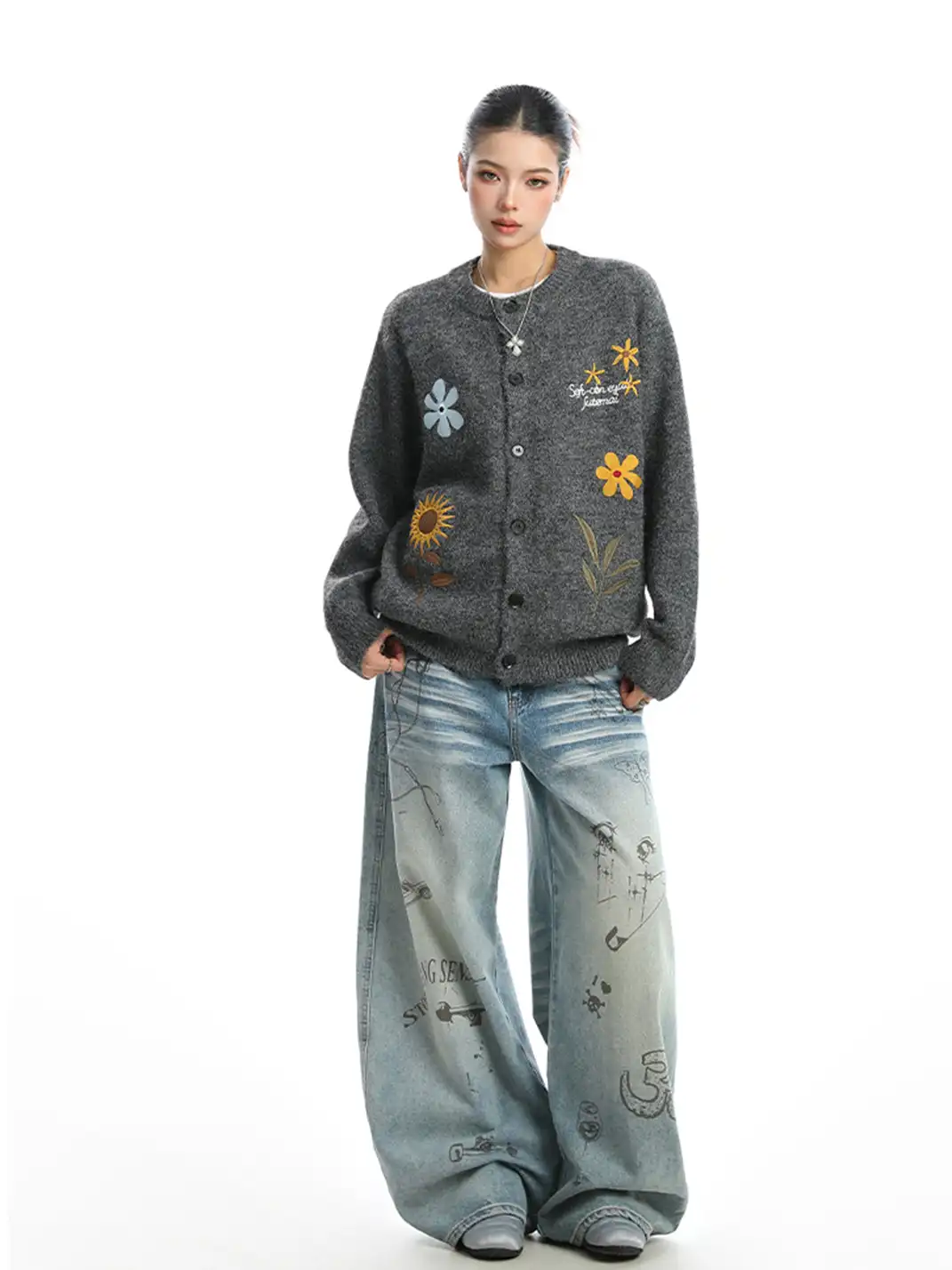 BIGGOLD | Retro Floral Embroidered Cardigan