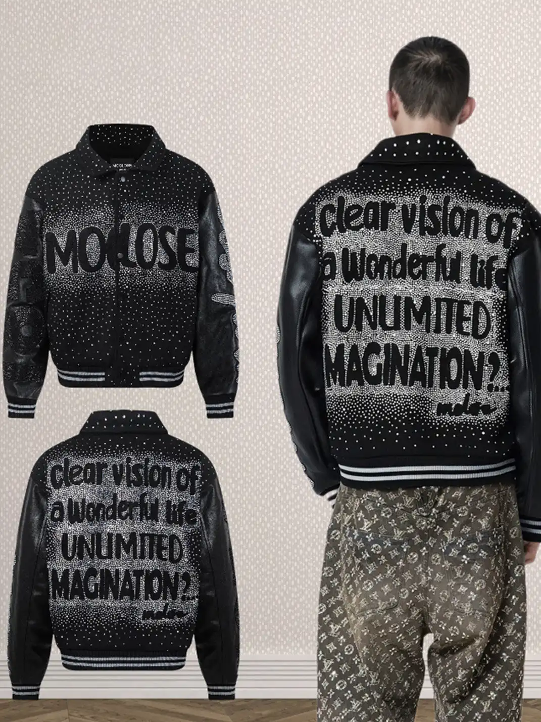 Moclose | Rhinestone Thickened Baseball Jacket