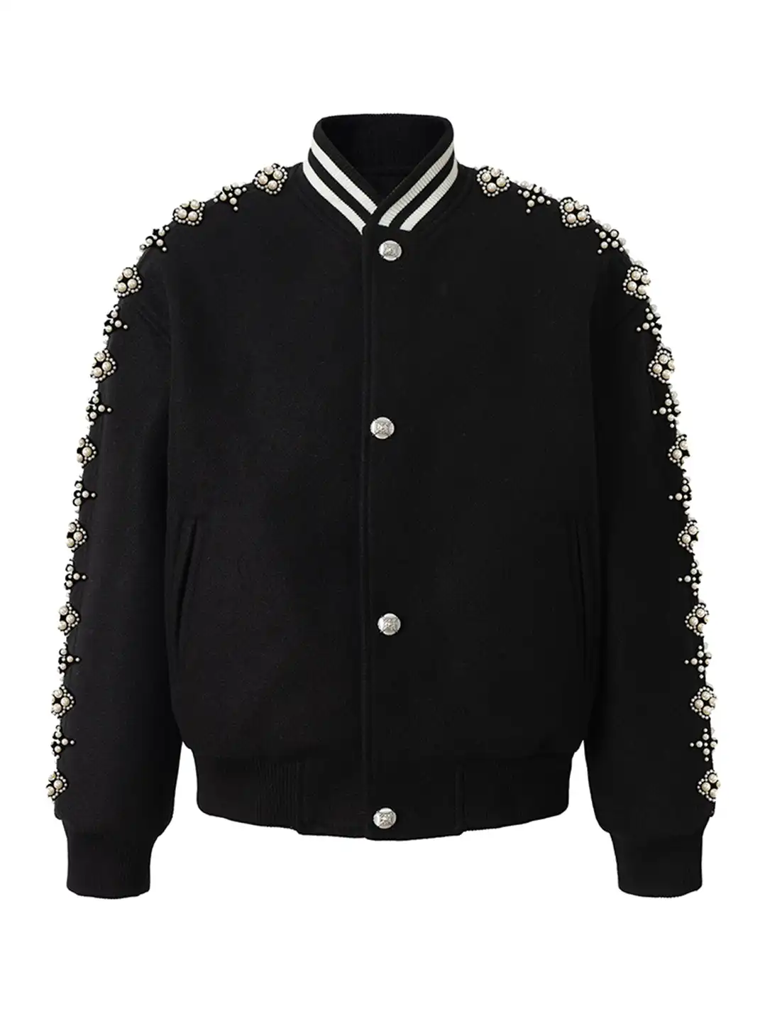 YADcrew丨Quilted Pearl Beaded Baseball Jacket