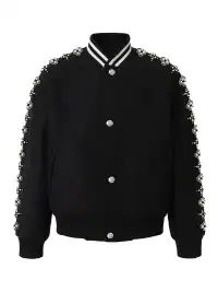 YADcrew丨Quilted Pearl Beaded Baseball Jacket