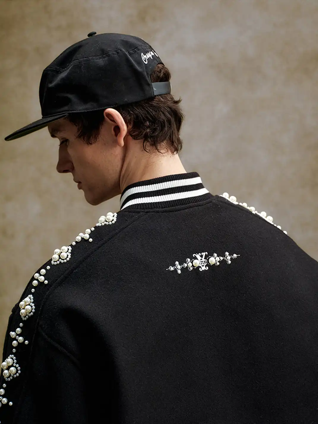 YADcrew丨Quilted Pearl Beaded Baseball Jacket
