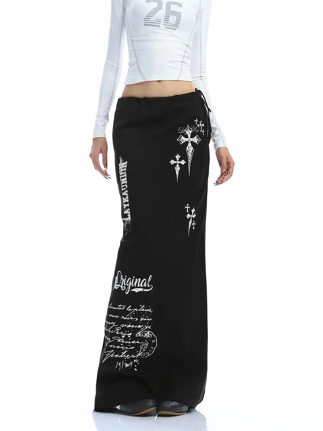 BIGGOLD | Graffiti Back-Split Maxi Skirt