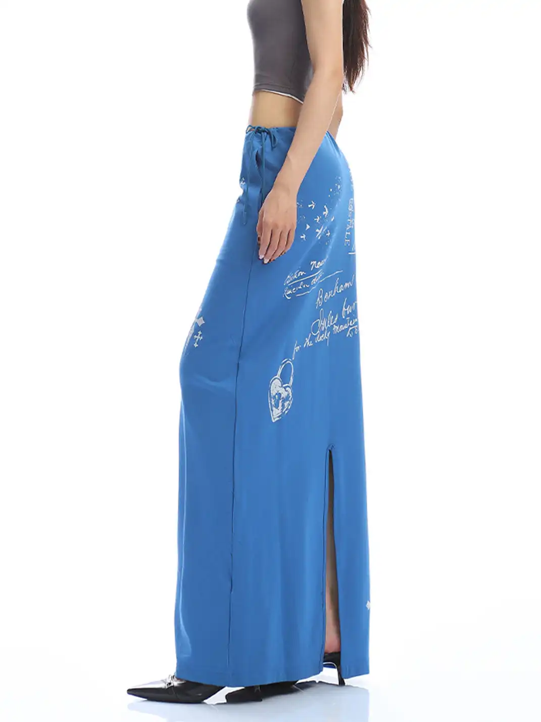BIGGOLD | Graffiti Back-Split Maxi Skirt