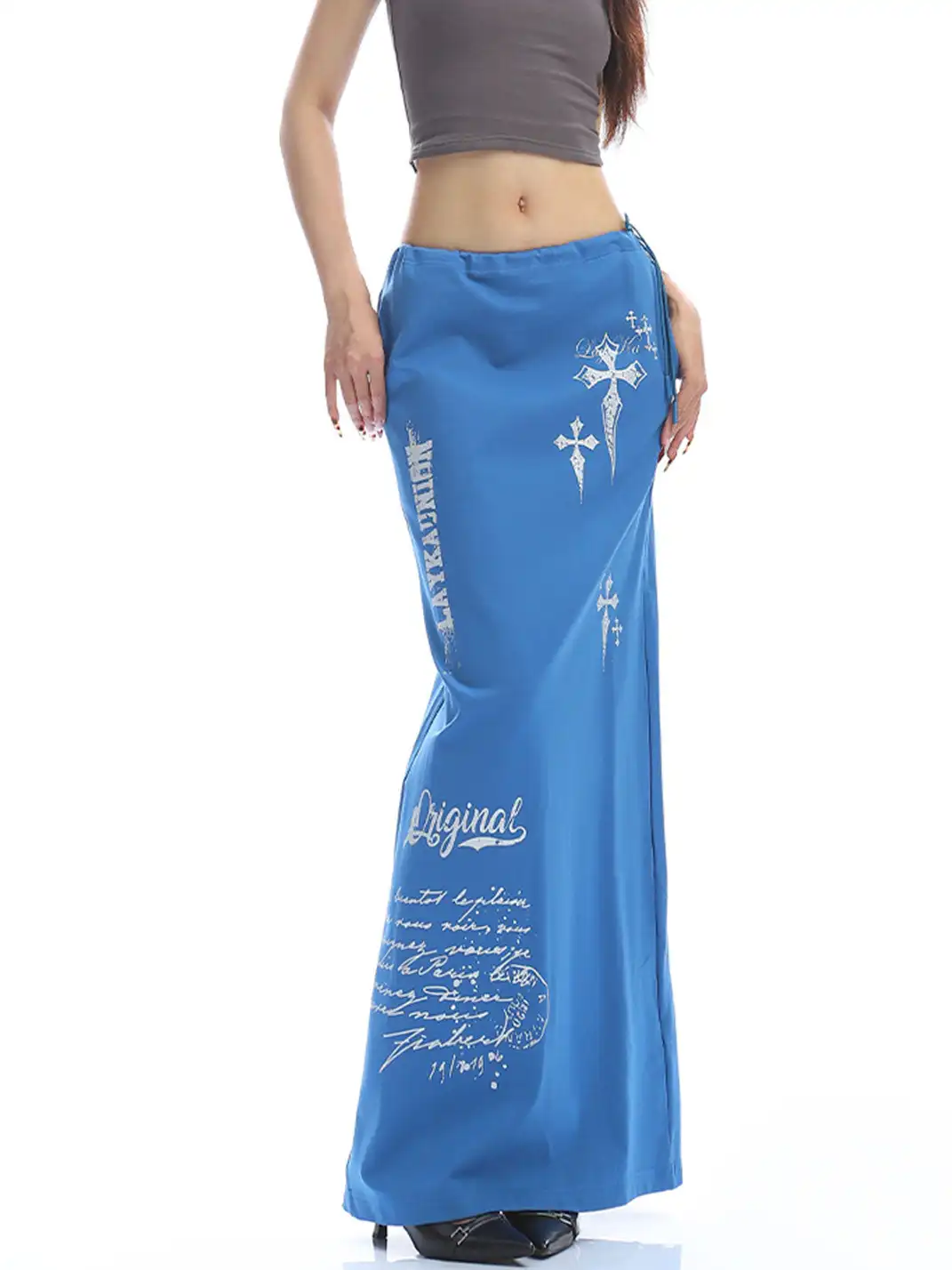 BIGGOLD | Graffiti Back-Split Maxi Skirt