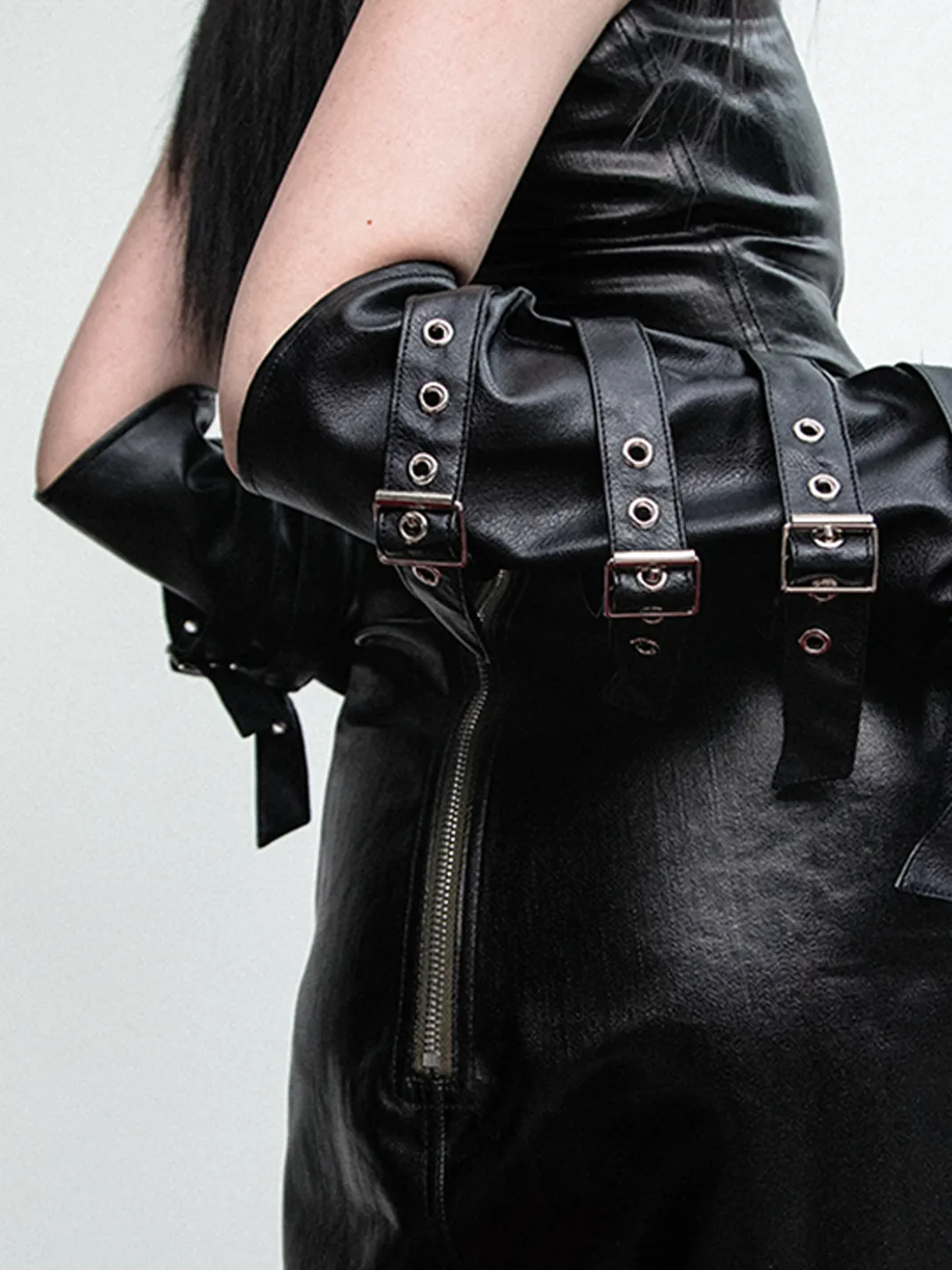 SS2L | Punk Strap Leather Gloves Street Style