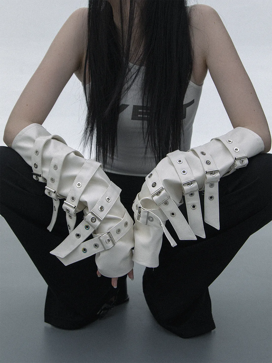 SS2L | Punk Strap Leather Gloves Street Style