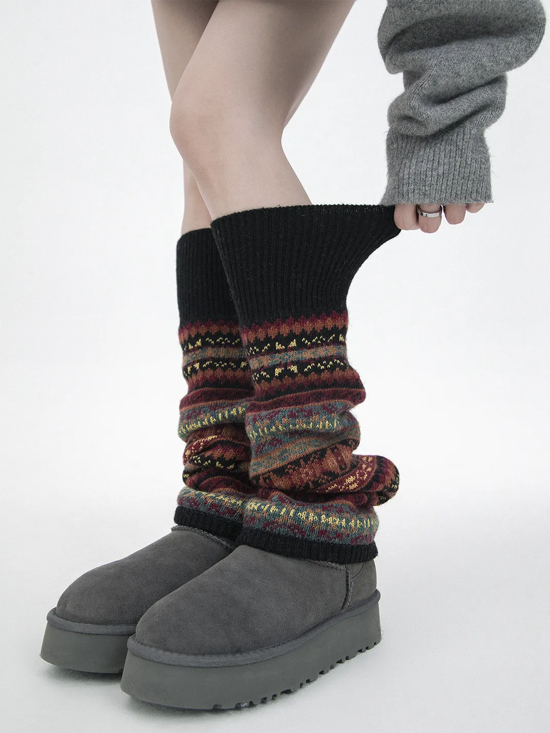 SS2L | Fair Isle Knit Wool Leg Warmers
