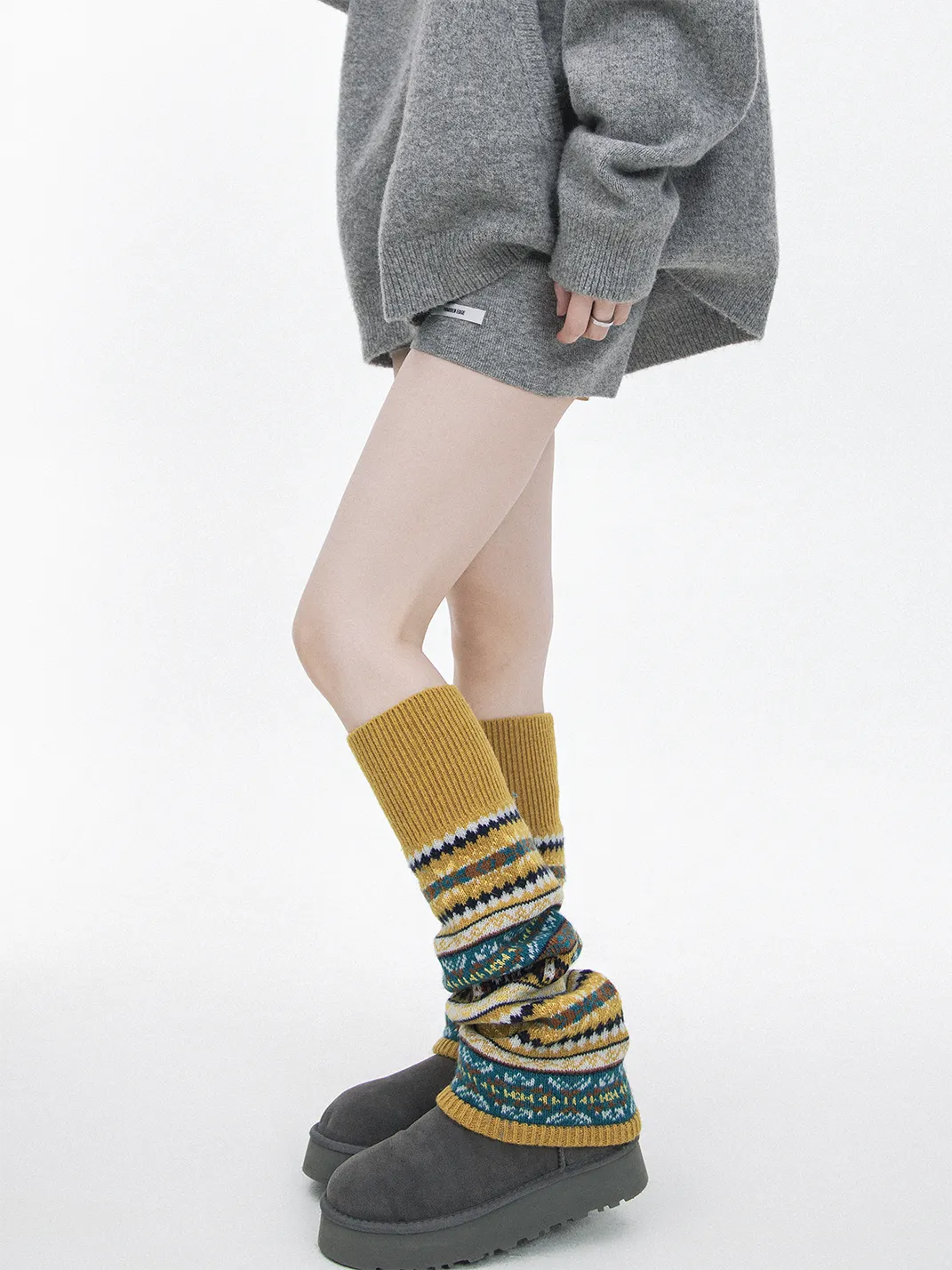 SS2L | Fair Isle Knit Wool Leg Warmers