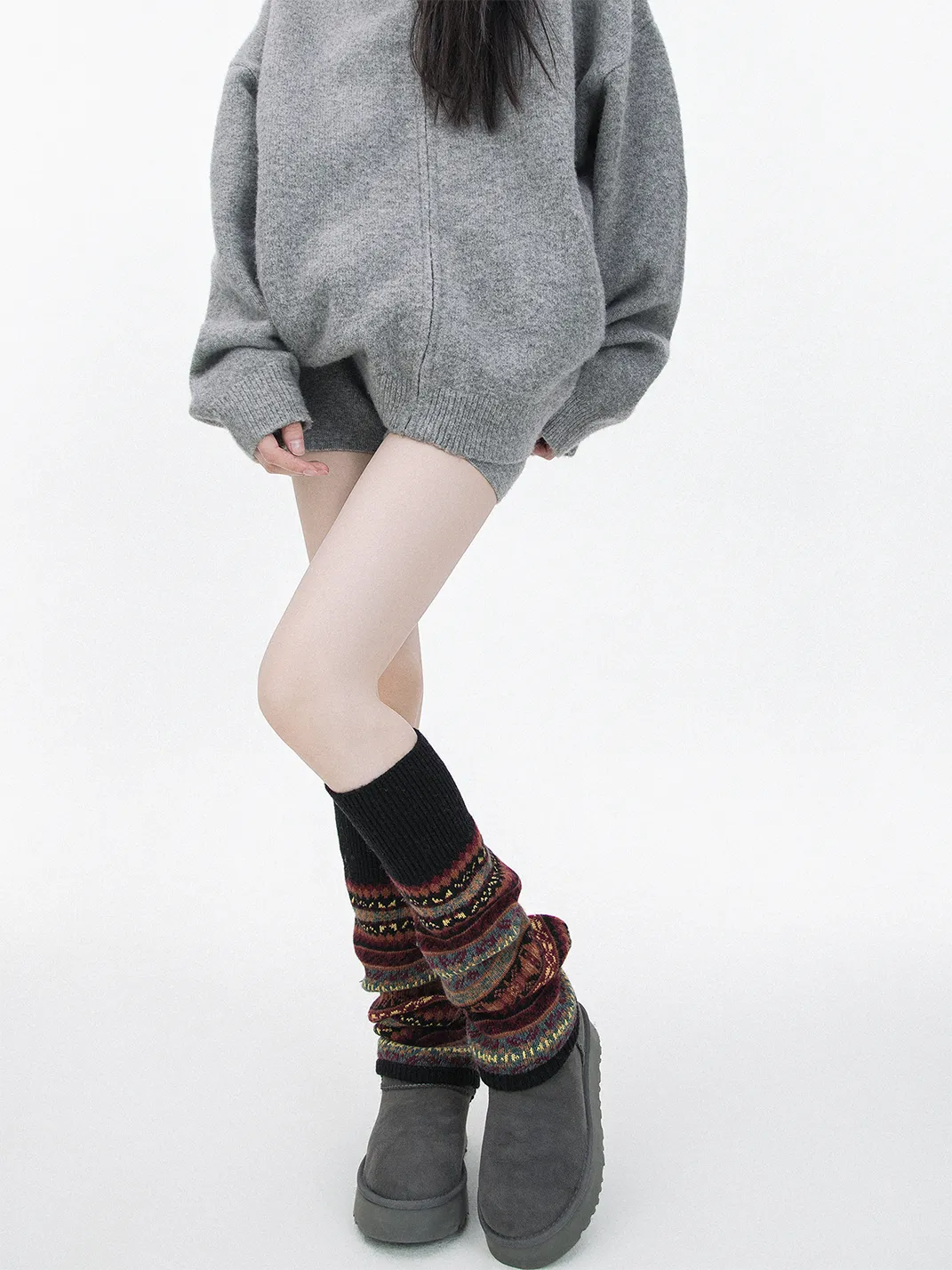 SS2L | Fair Isle Knit Wool Leg Warmers