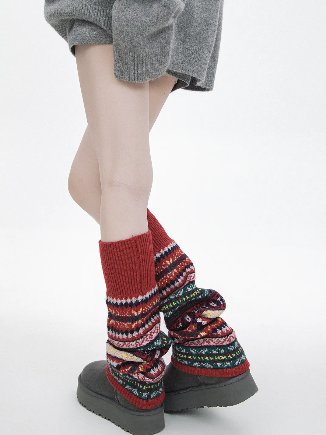 SS2L | Fair Isle Knit Wool Leg Warmers
