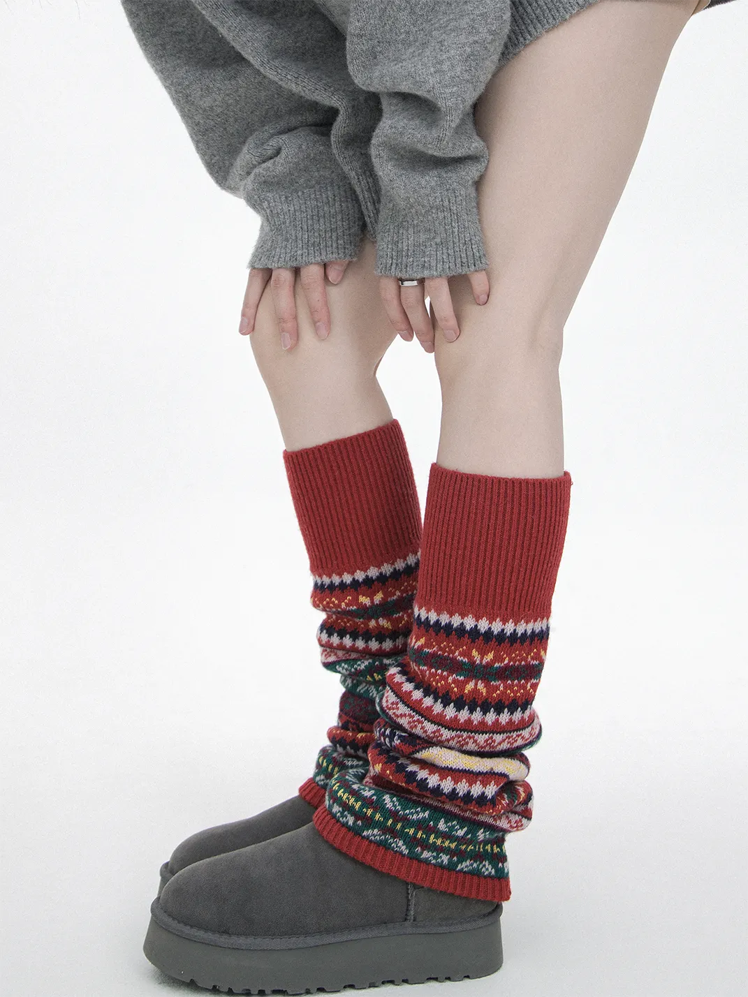 SS2L | Fair Isle Knit Wool Leg Warmers