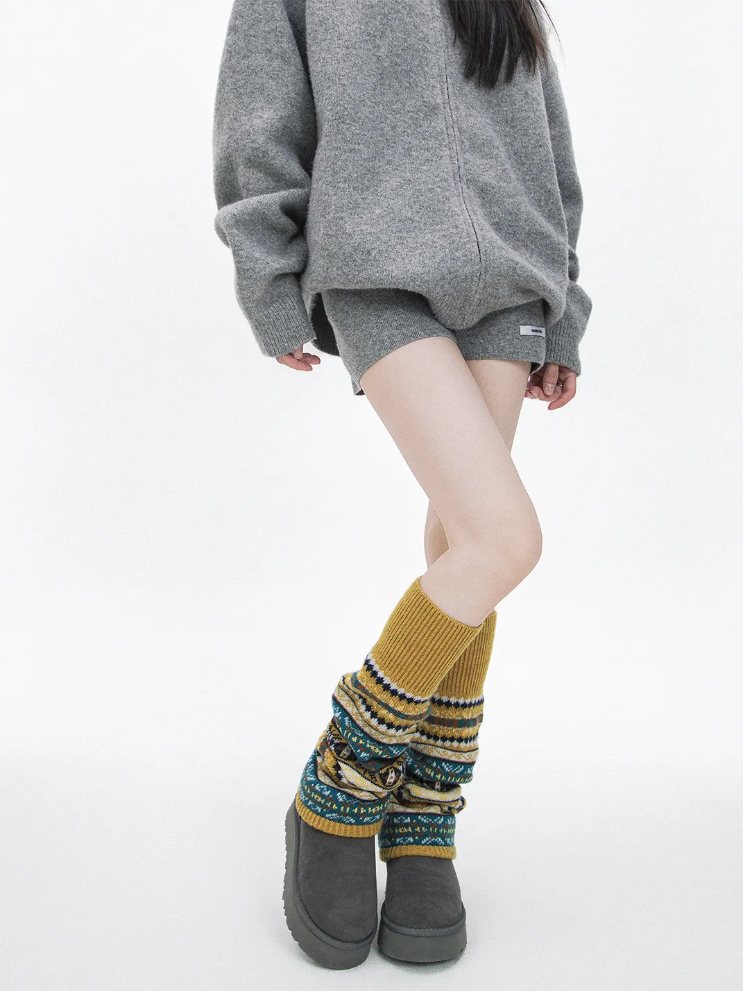 SS2L | Fair Isle Knit Wool Leg Warmers