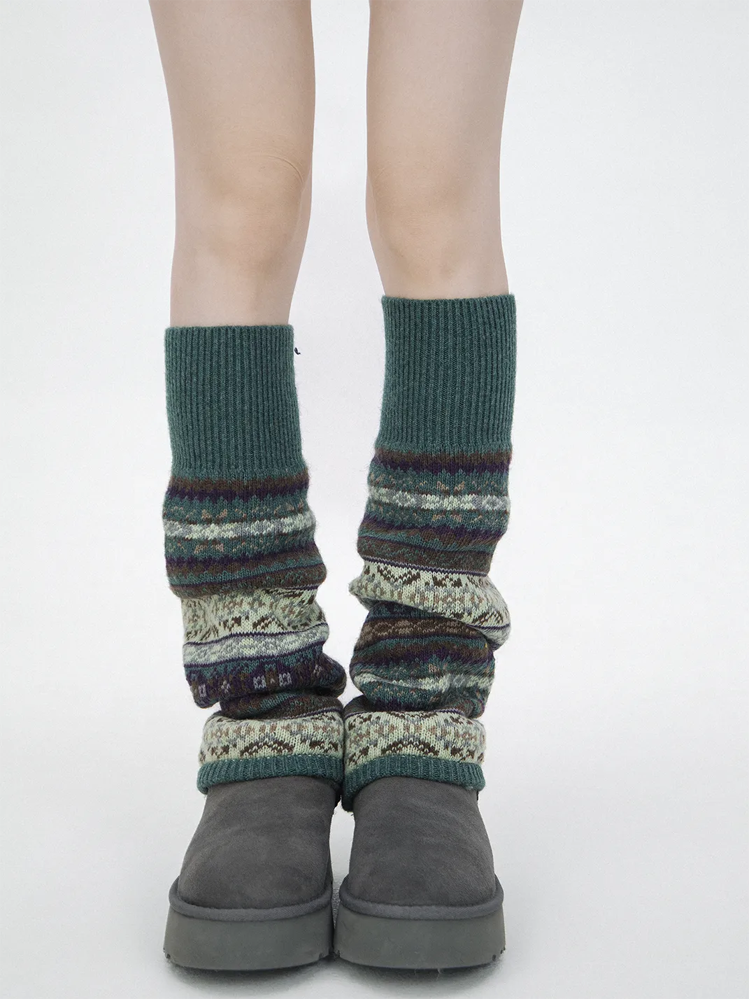 SS2L | Fair Isle Knit Wool Leg Warmers