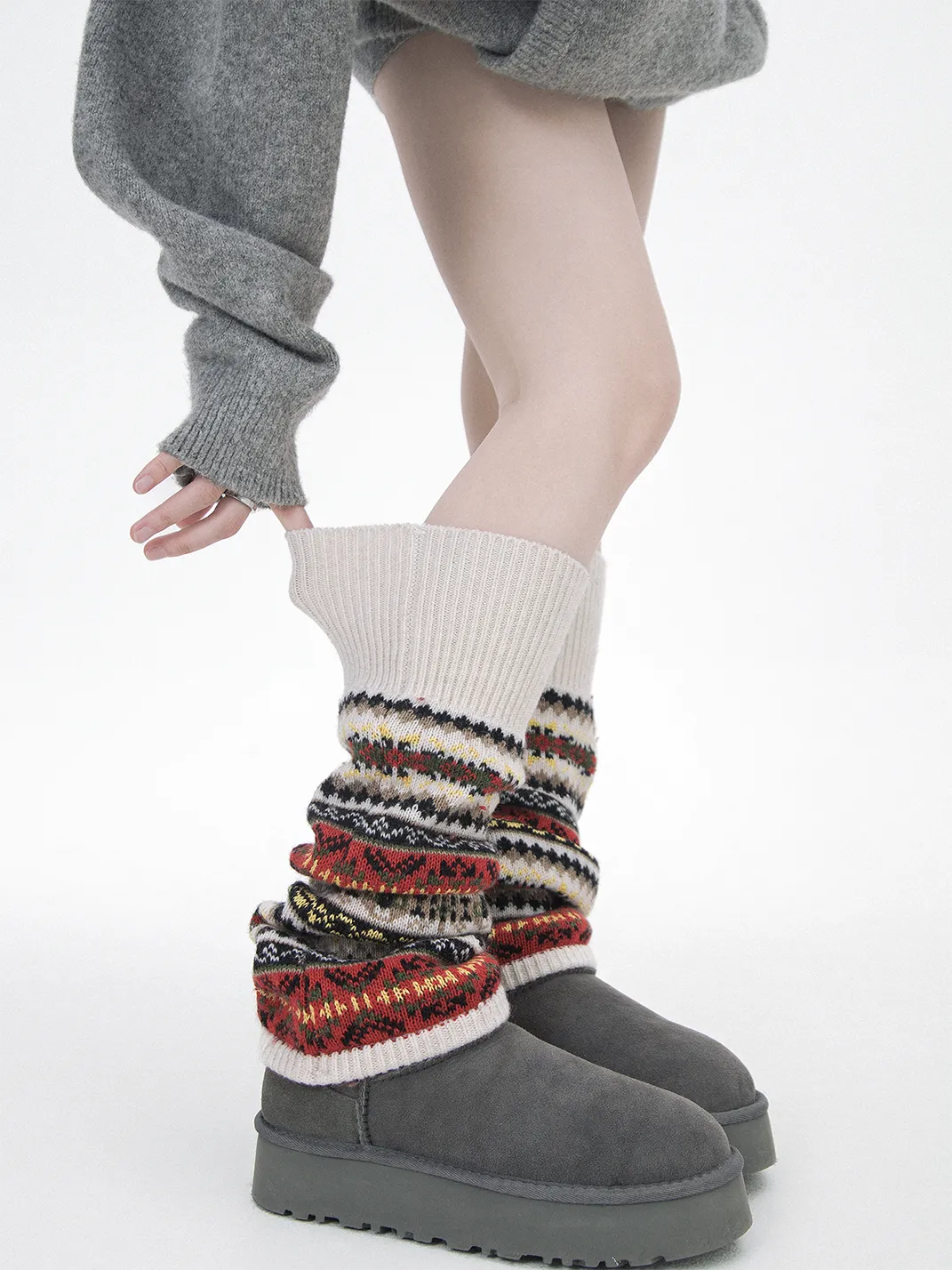 SS2L | Fair Isle Knit Wool Leg Warmers