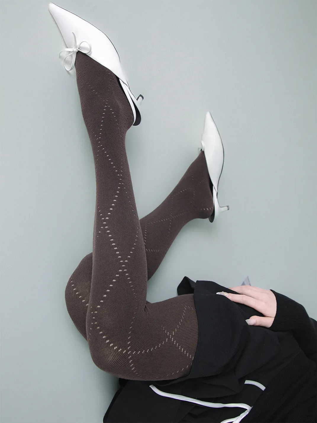 SS2L | Angora Diamond Knit Tights Slimming Cotton Pantyhose