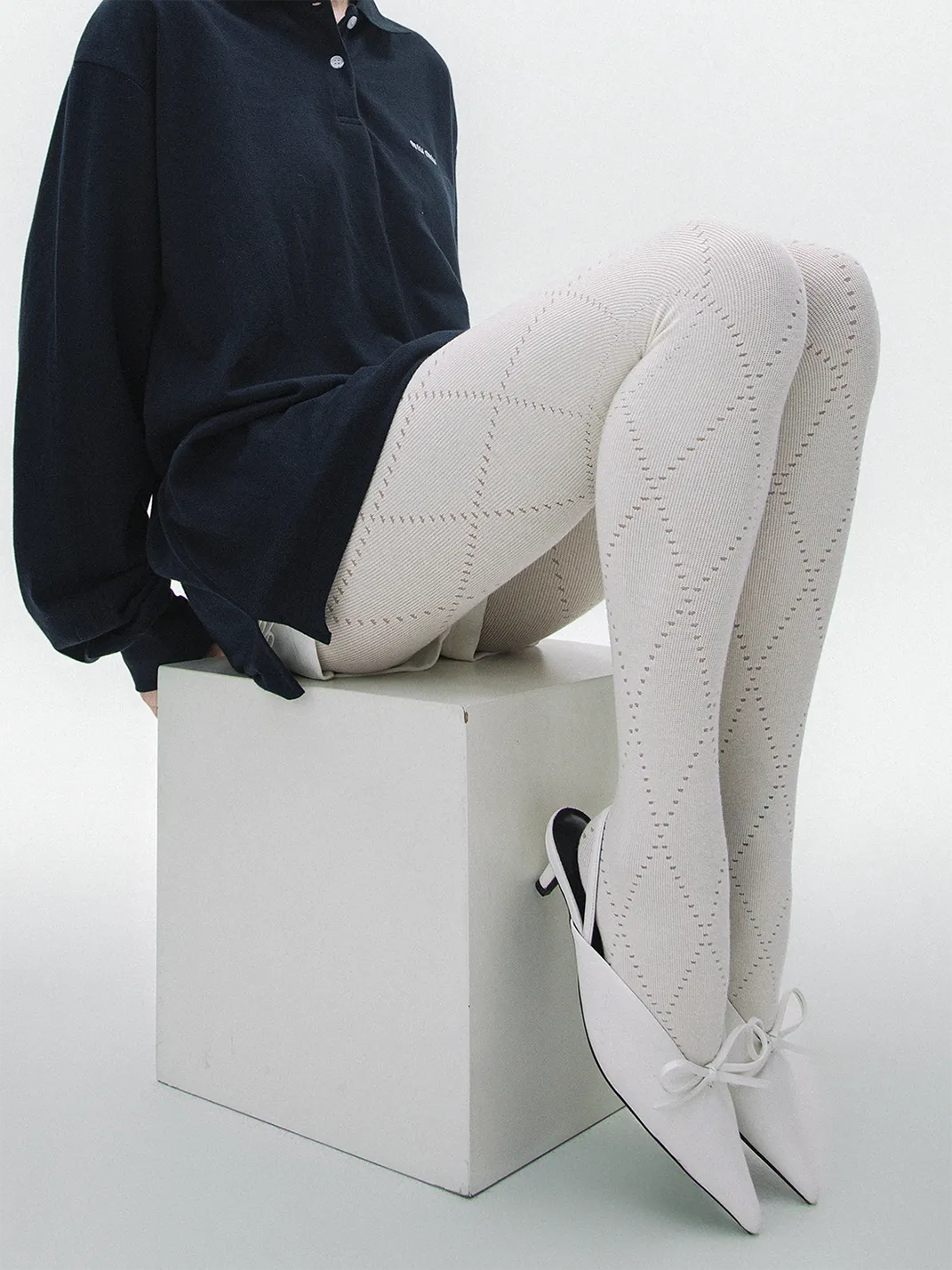 SS2L | Angora Diamond Knit Tights Slimming Cotton Pantyhose
