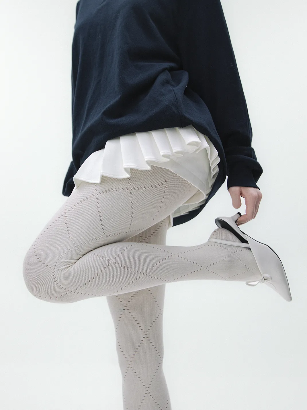 SS2L | Angora Diamond Knit Tights Slimming Cotton Pantyhose
