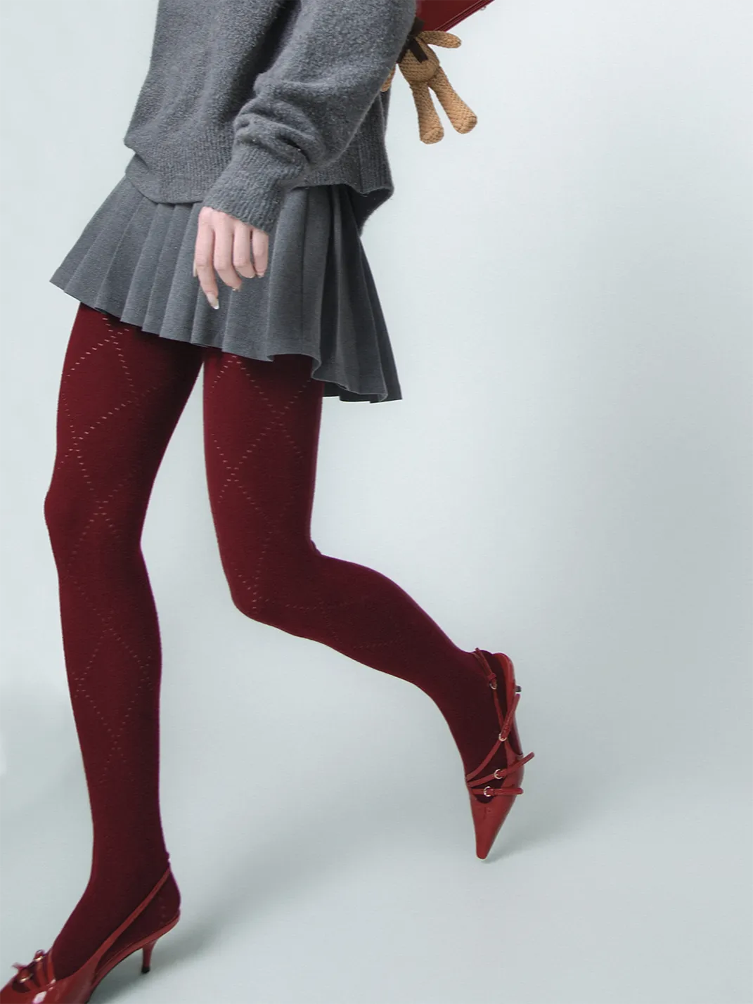 SS2L | Angora Diamond Knit Tights Slimming Cotton Pantyhose