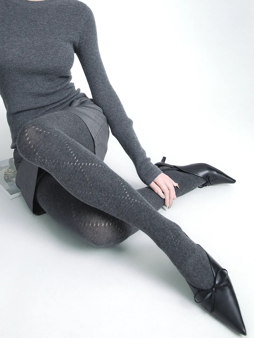 SS2L | Angora Diamond Knit Tights Slimming Cotton Pantyhose