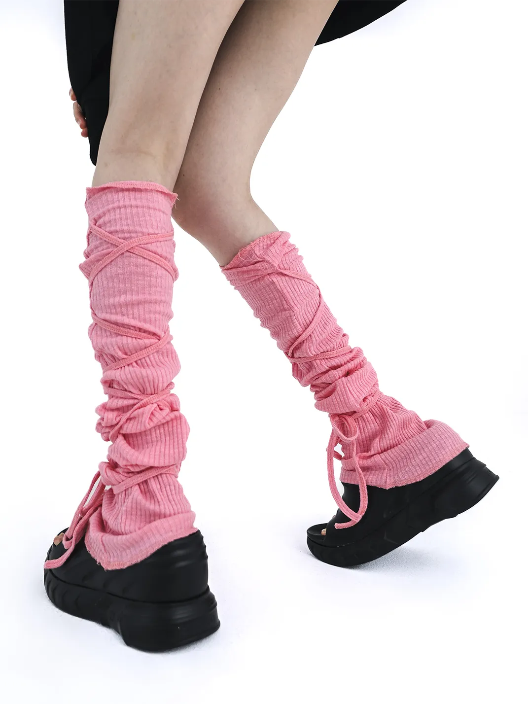 SS2L | Lace-Up Knit Flared Leg Warmers