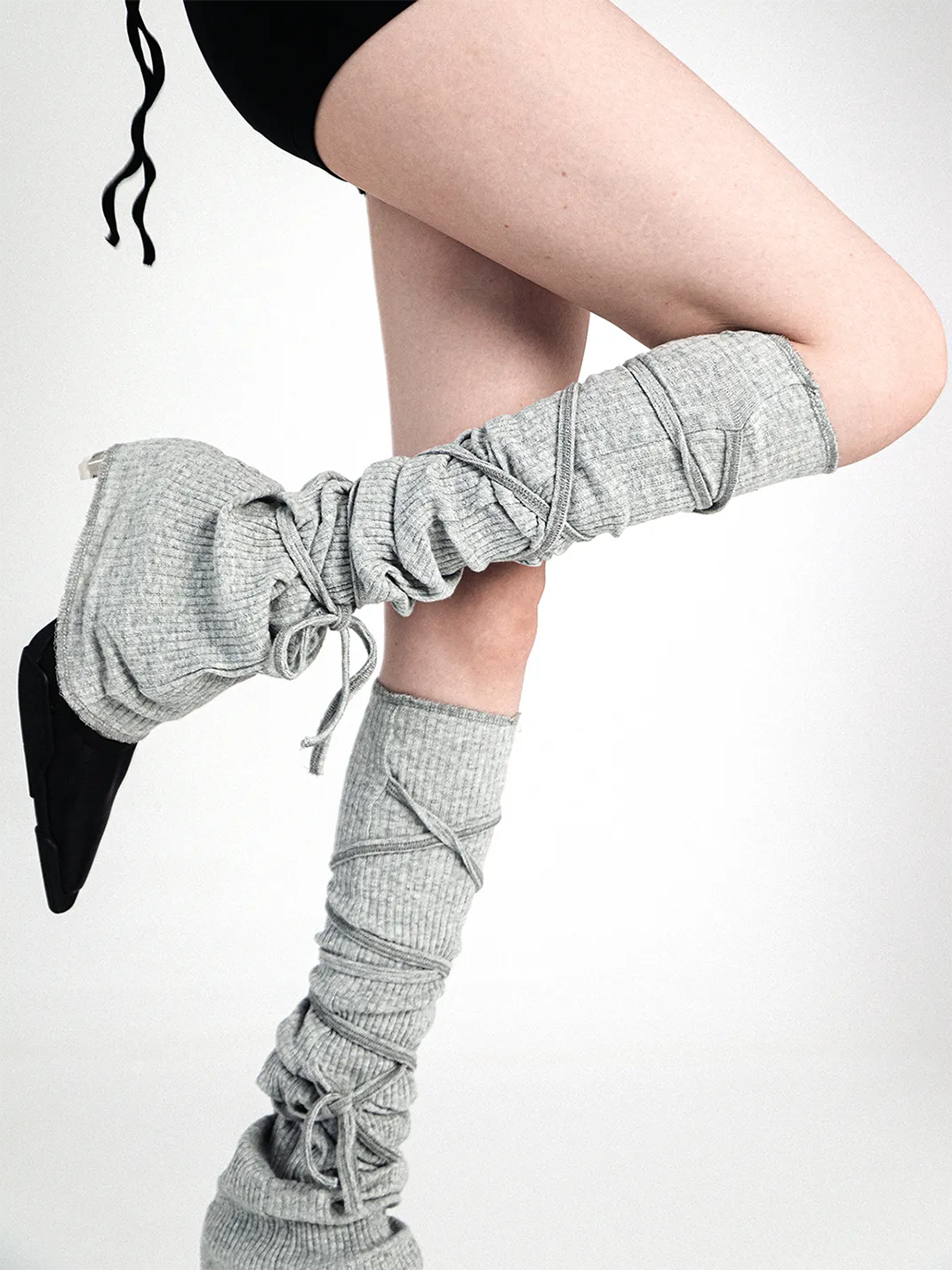SS2L | Lace-Up Knit Flared Leg Warmers