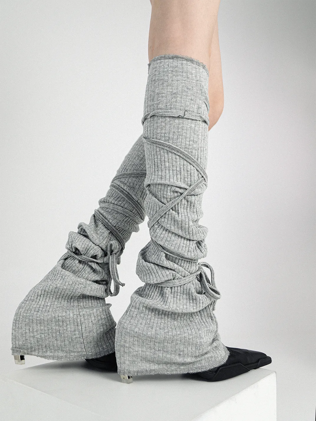 SS2L | Lace-Up Knit Flared Leg Warmers