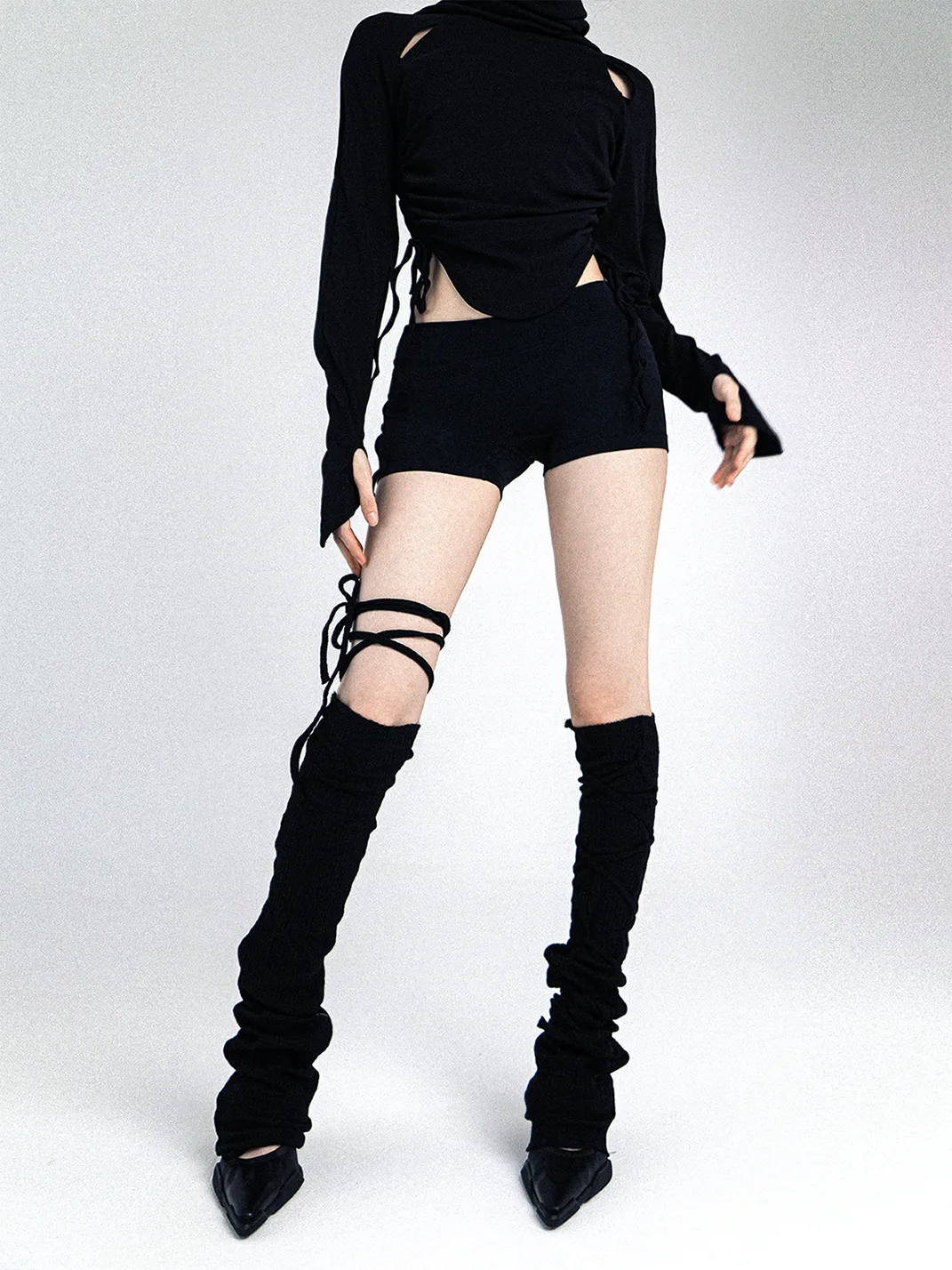 SS2L | Lace-Up Knit Flared Leg Warmers