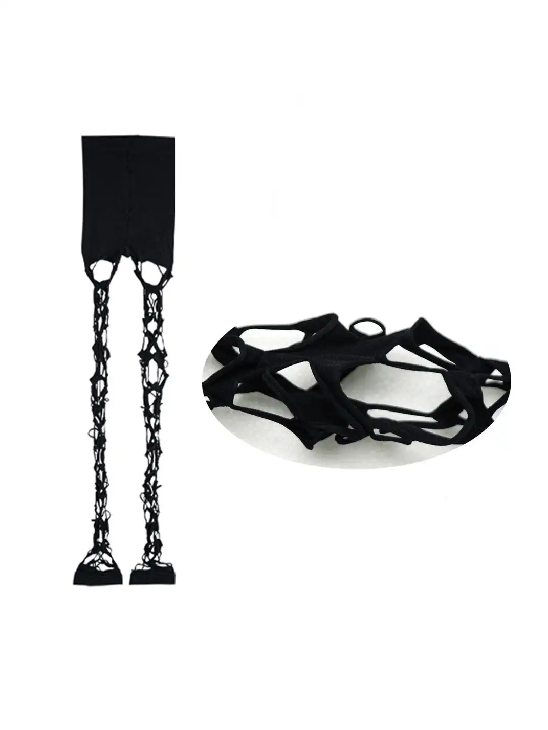 SS2L | Punk Goth Shredded Fishnet Y2K Pantyhose