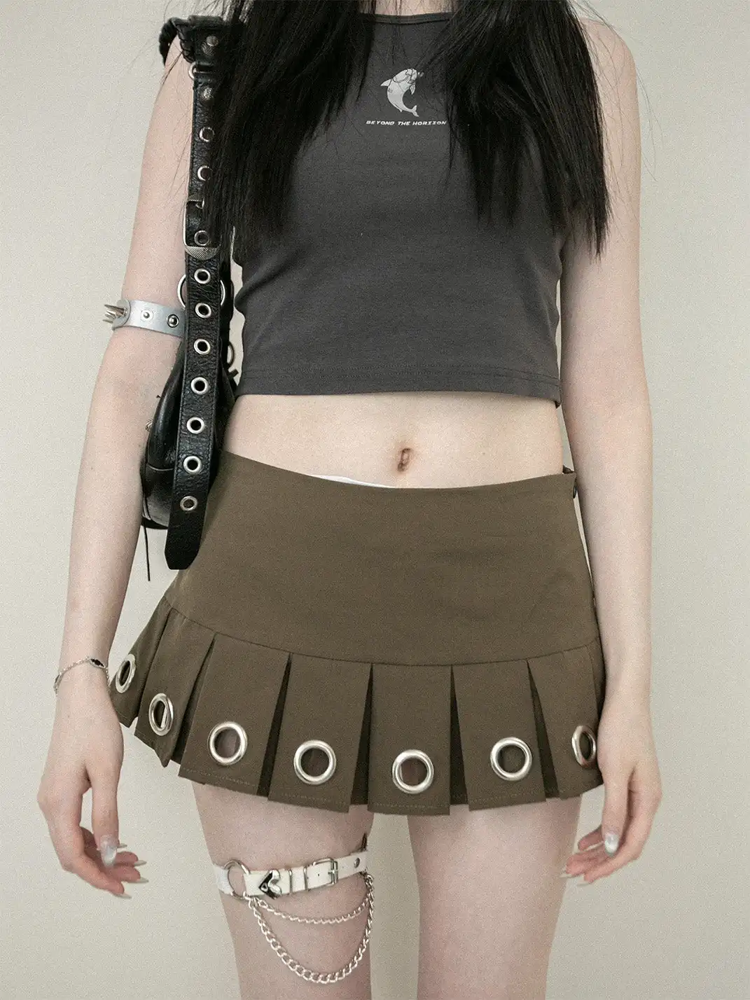 SS2L | Punk Y2K Metal Chain Heart Buckle Thigh Strap