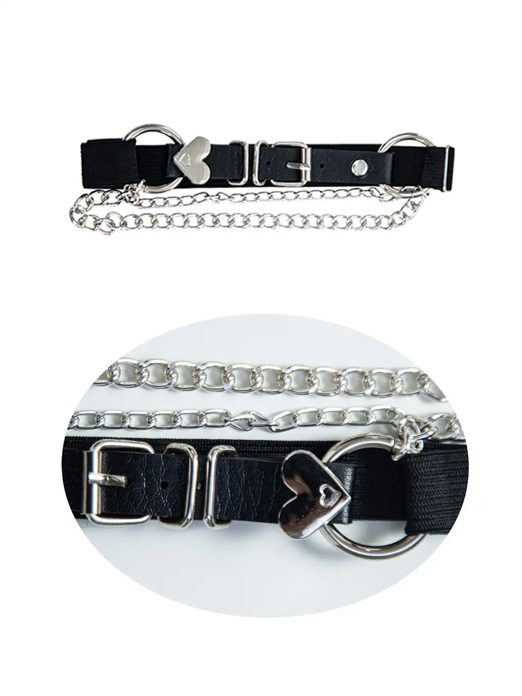 SS2L | Punk Y2K Metal Chain Heart Buckle Thigh Strap