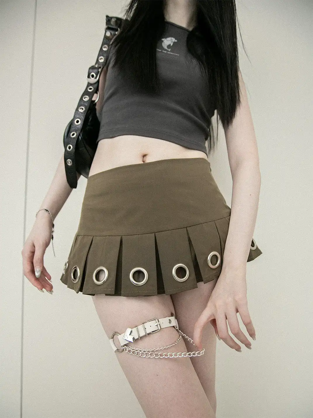 SS2L | Punk Y2K Metal Chain Heart Buckle Thigh Strap