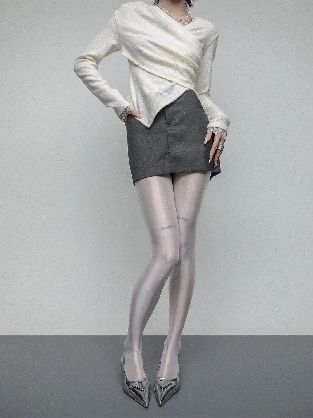 SS2L | Shiny Y2K Sheer Control Top Tights