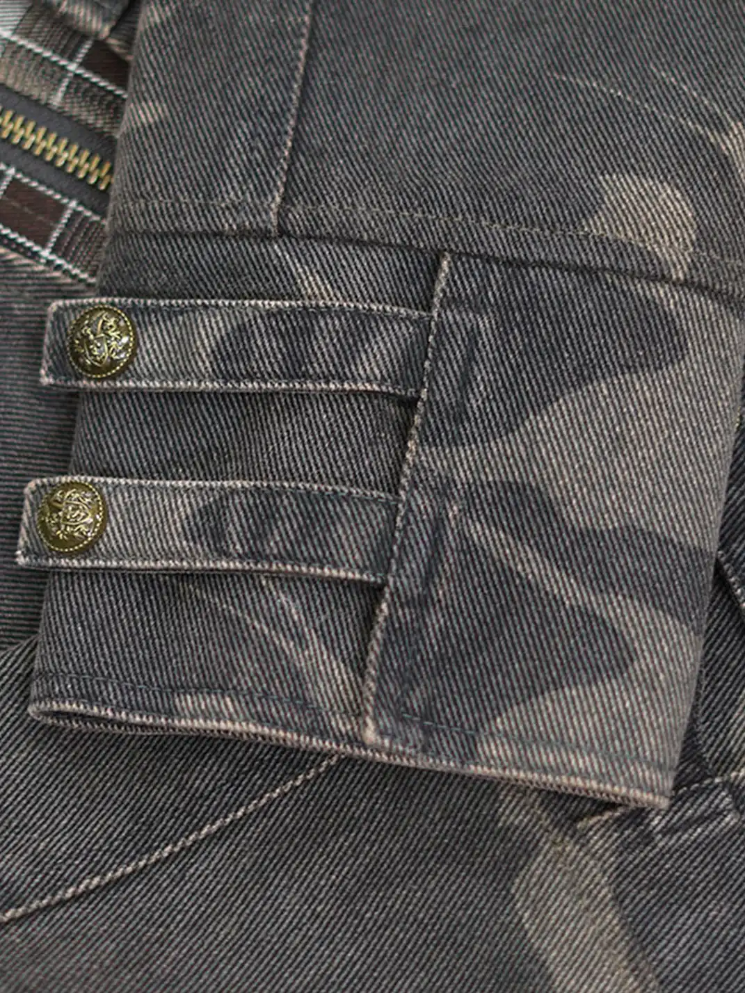 CestNous | Camo Patchwork Cropped Jacket with Zipper