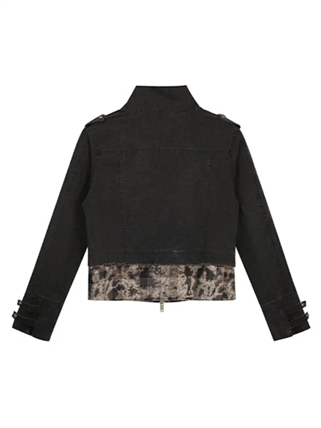 CestNous | Camo Patchwork Cropped Jacket with Zipper