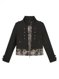 CestNous | Camo Patchwork Cropped Jacket with Zipper