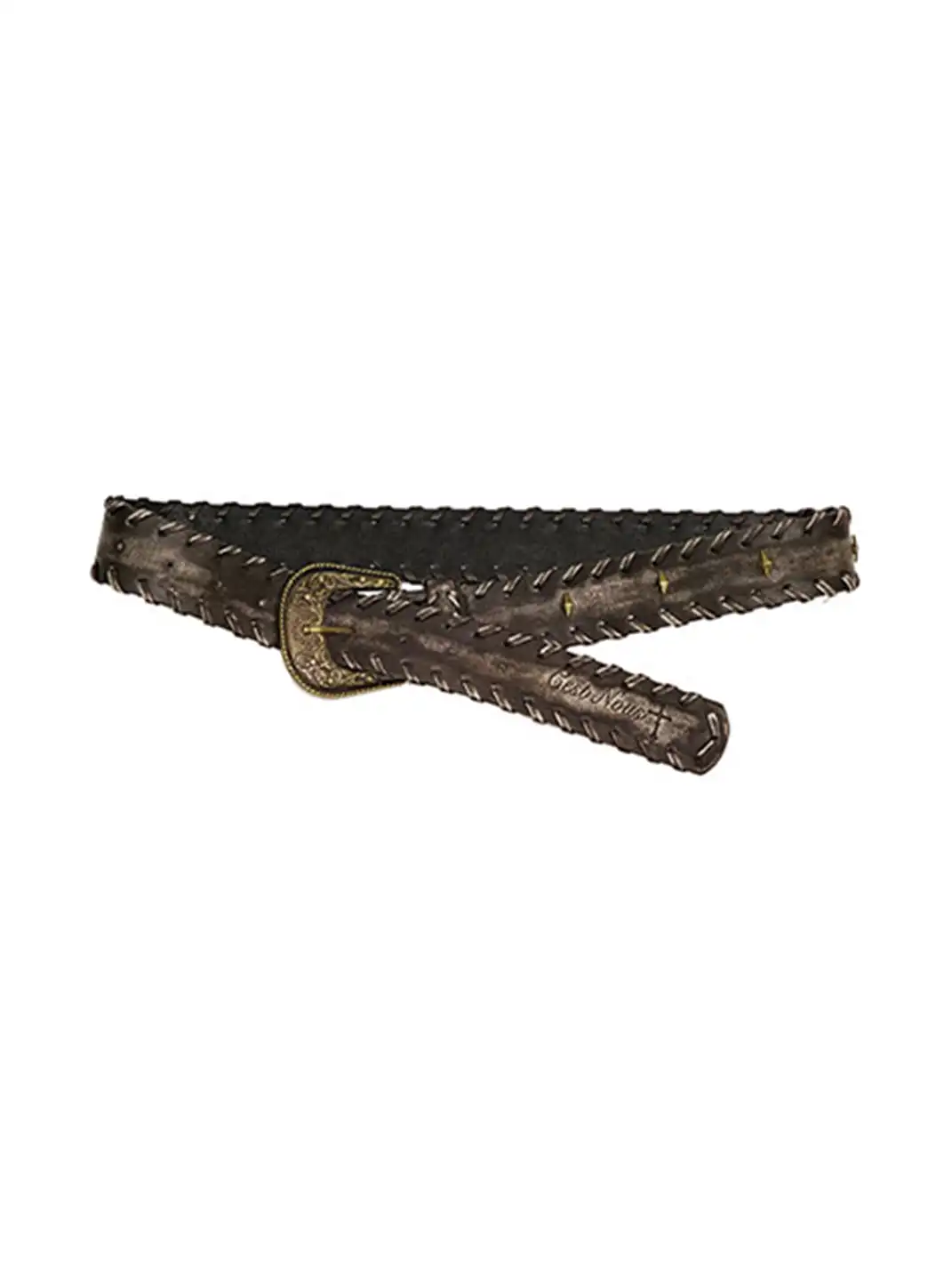 CestNous | Vintage Woven Leather Belt with Floral Buckle